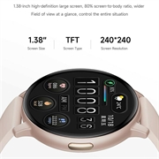 T6 Fitness smartklokke med Bluetooth-samtaler og pulsmåler - 1.38" - rosa